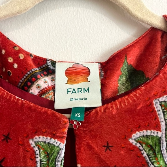 FARM Rio Mystic Red Velvet Midi Dress Size XS - Picture 8 of 14